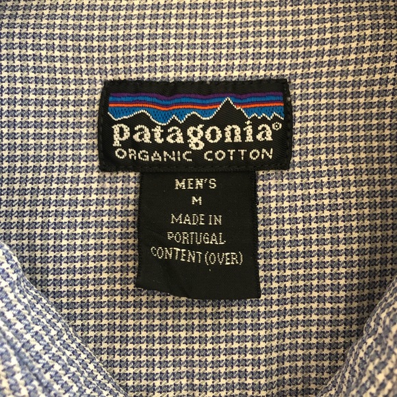 Patagonia Men's Organic Cotton Blue Check Long Sleeve Button Down Shirt M - Picture 8 of 10